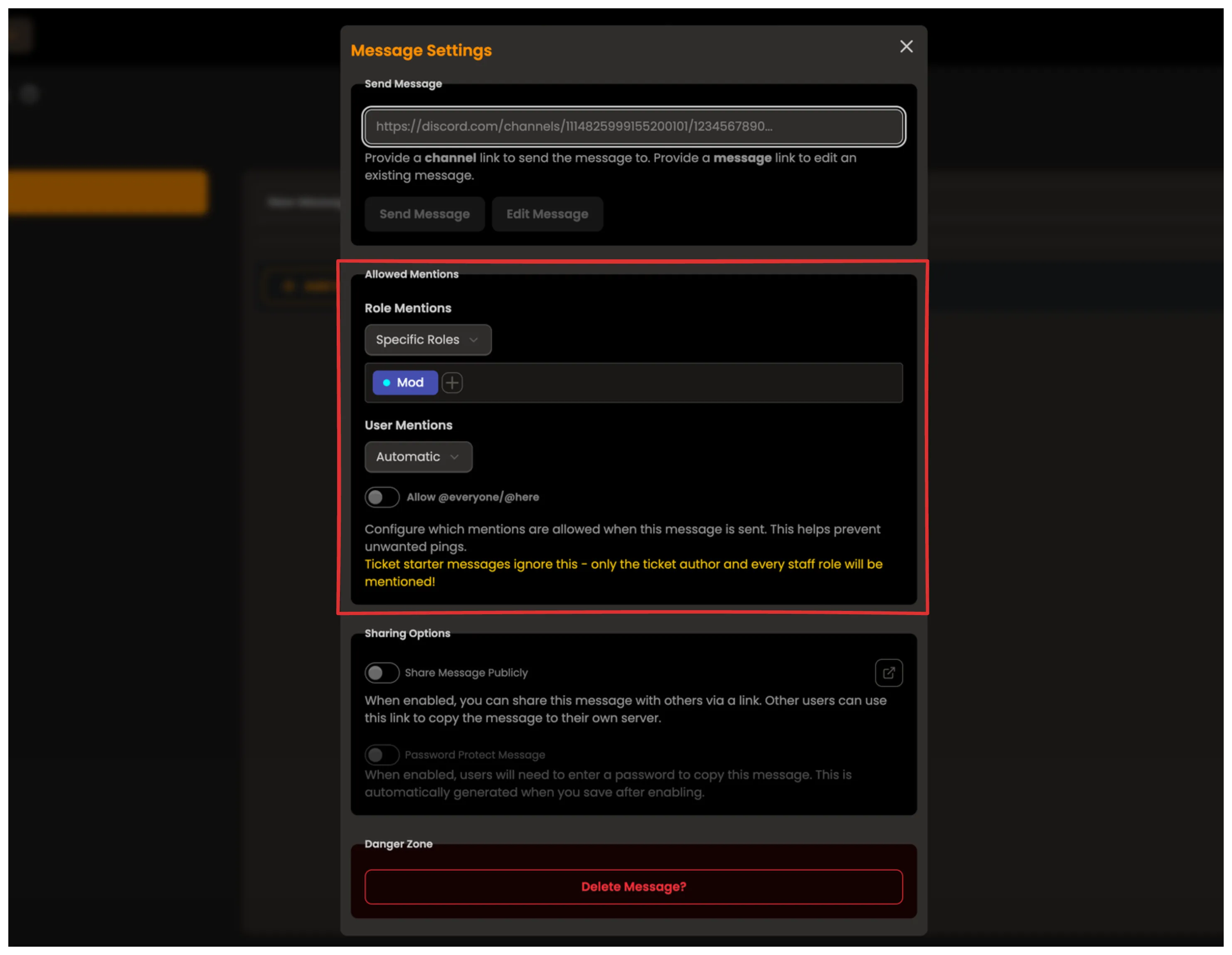 Allowed Mentions
Settings