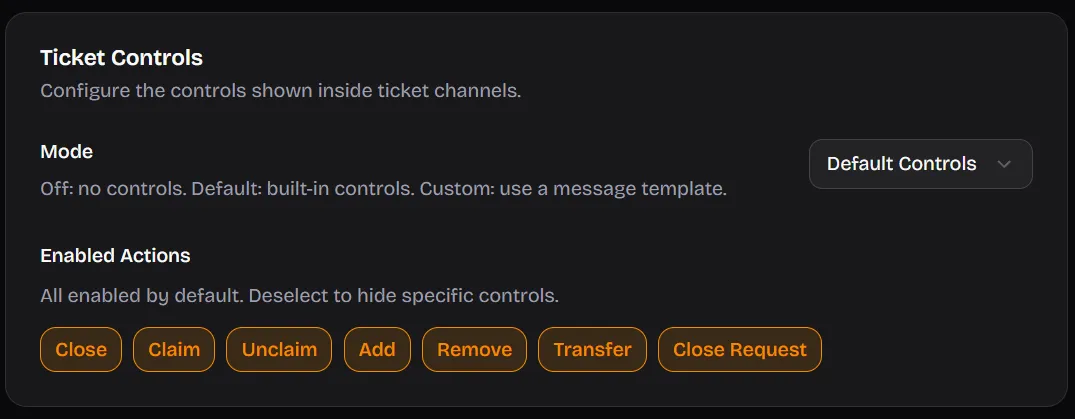 Ticket Controls
Customization