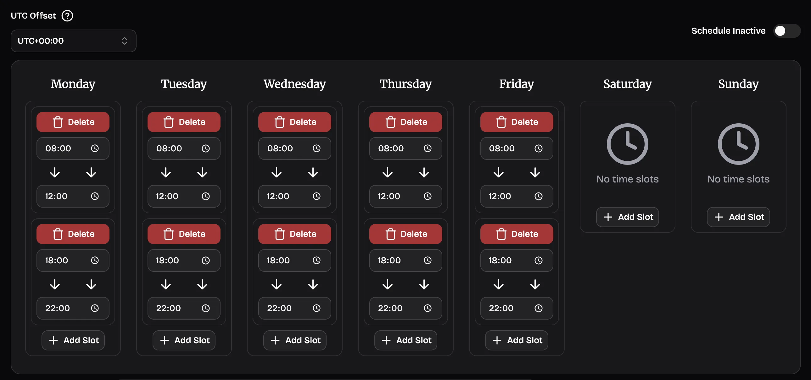 Split shift schedule
example