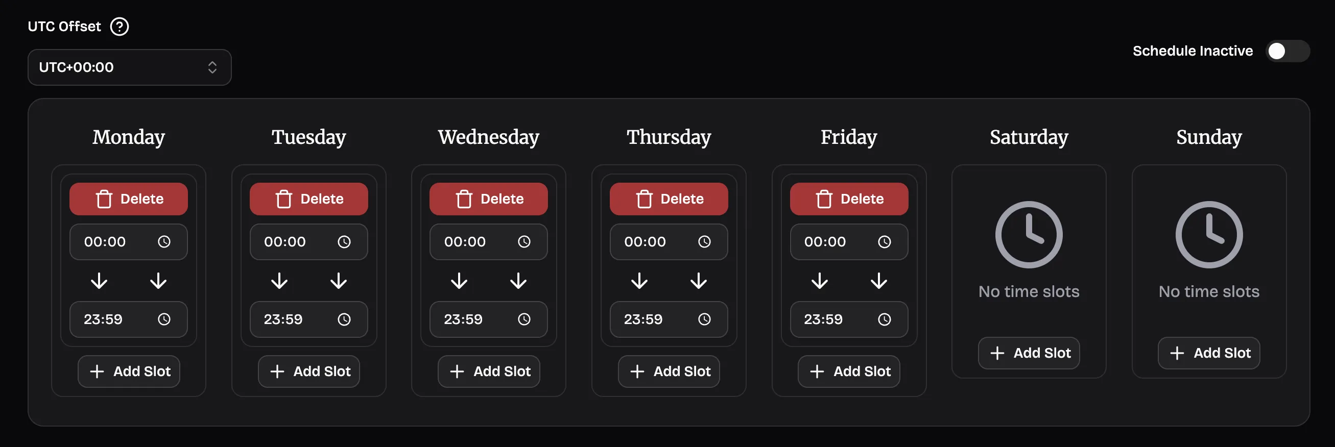 24/5 support schedule
example