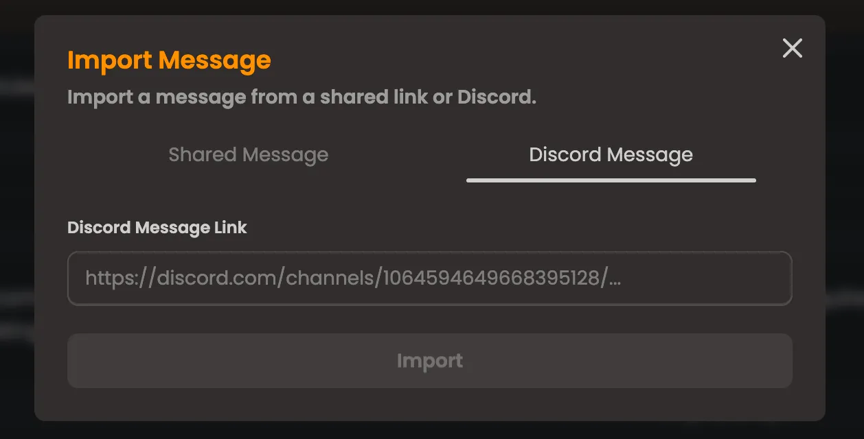 Import Messages from Discord
Example
