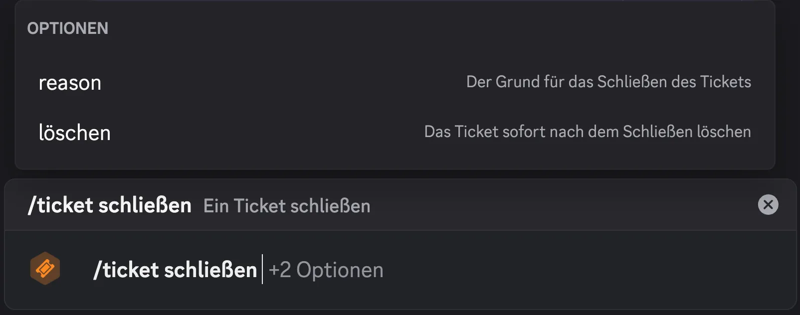 Ticket Close German